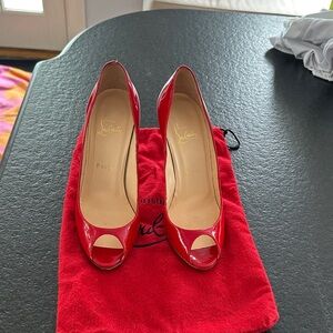 Christian Louboutin Vibrant Red Peep-Toe Heels